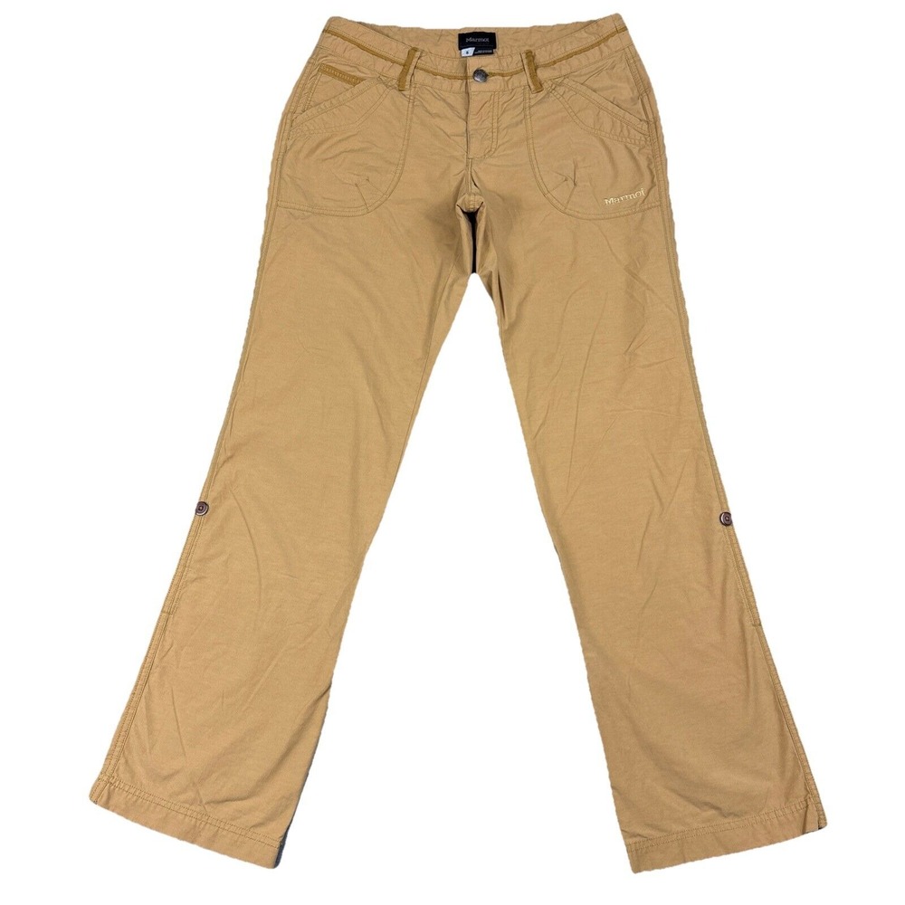 Marmot Hiking Pants Womens 8 Roll Up Leg Nylon Blend Stretch Beige Lightweight